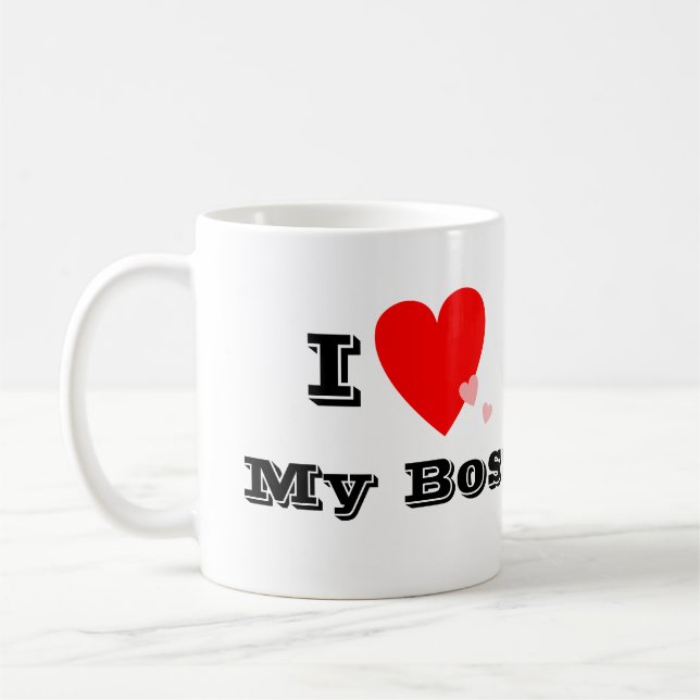 I Heart (Love) My Boss Mug (Left)