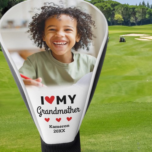 I Heart Love My Grandmother Photo Name Grandchild Golf Head Cover