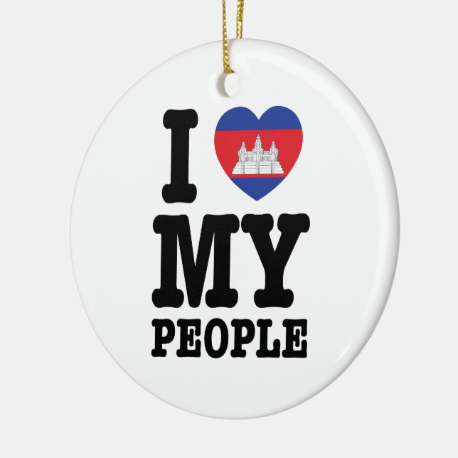 I Heart (Love) My Khmer People Ceramic Ornament (Left)