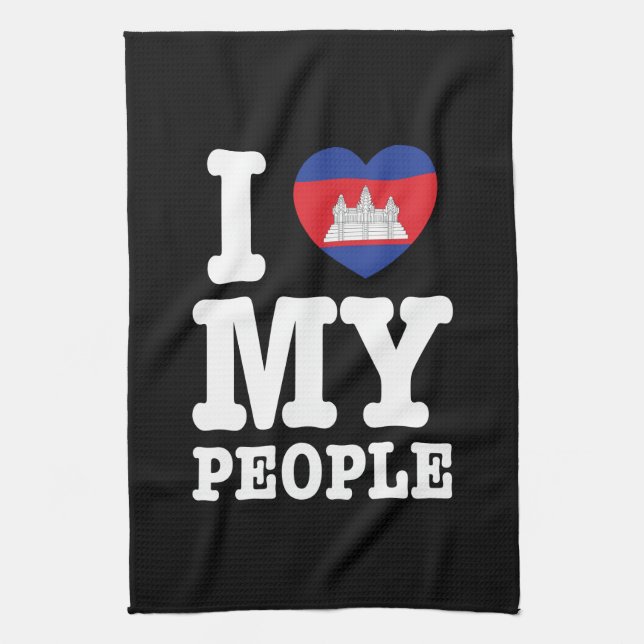 I Heart (Love) My Khmer People Kitchen Towel (Vertical)