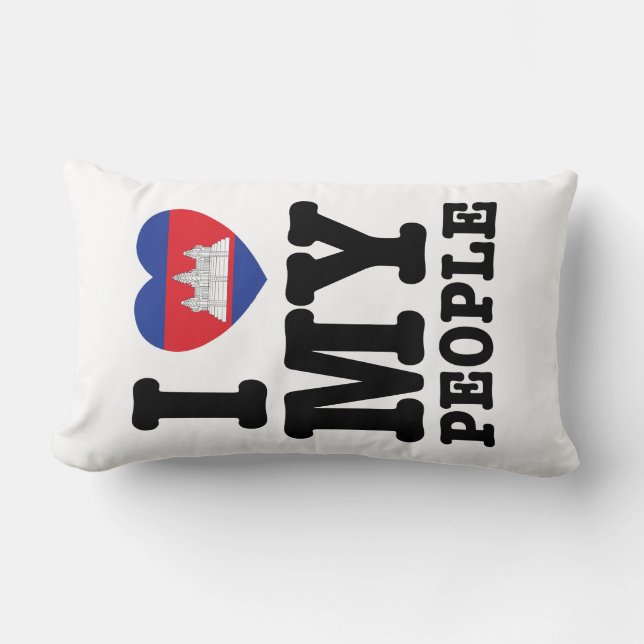 I Heart (Love) My Khmer People Lumbar Pillow (Front)