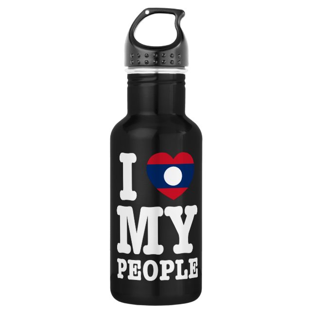 I Heart (Love) My Lao People Stainless Steel Water Bottle (Front)