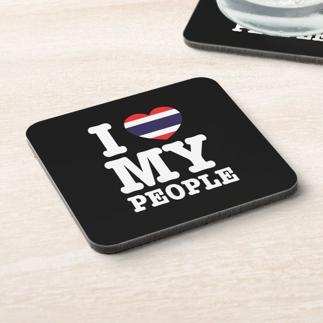 I Heart (Love) My Thai People Beverage Coaster (Left Side)