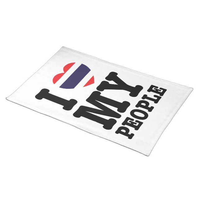 I Heart (Love) My Thai People Cloth Placemat (On Table)