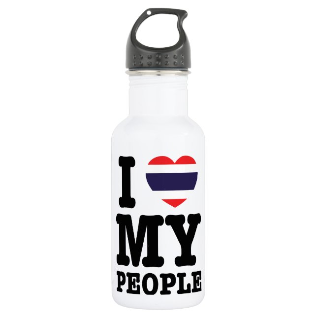 I Heart (Love) My Thai People Stainless Steel Water Bottle (Front)