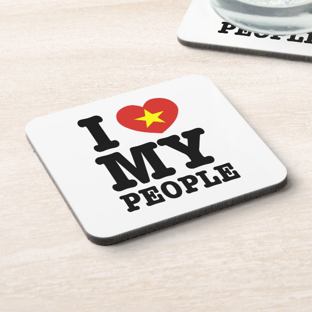 I Heart (Love) My Viet People Drink Coaster (Left Side)
