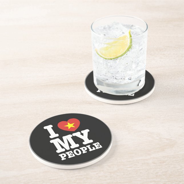 I Heart (Love) My Viet People Drink Coaster (Side)