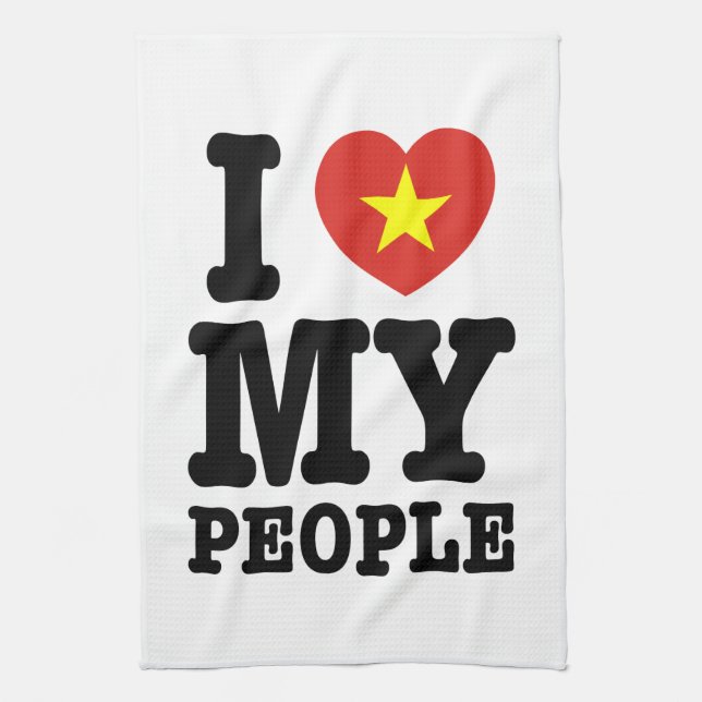 I Heart (Love) My Viet People Kitchen Towel (Vertical)