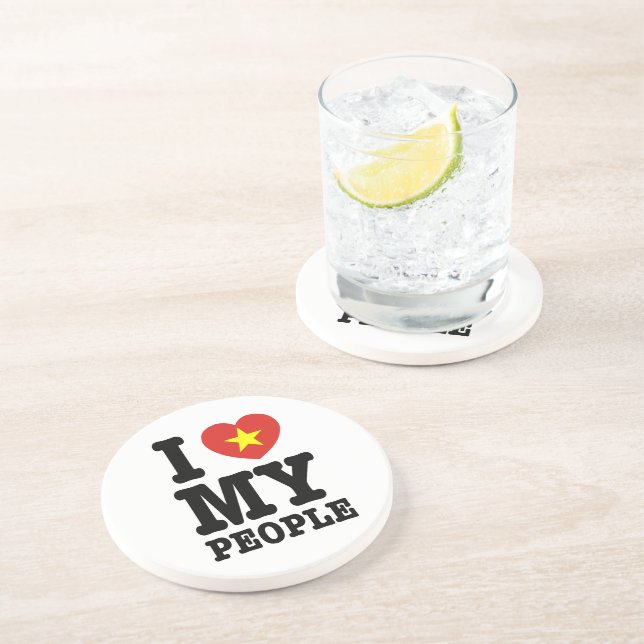 I Heart (Love) My Viet People Sandstone Coaster (Side)