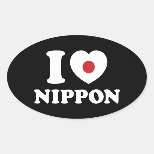 I HEART LOVE NIPPON OVAL STICKER