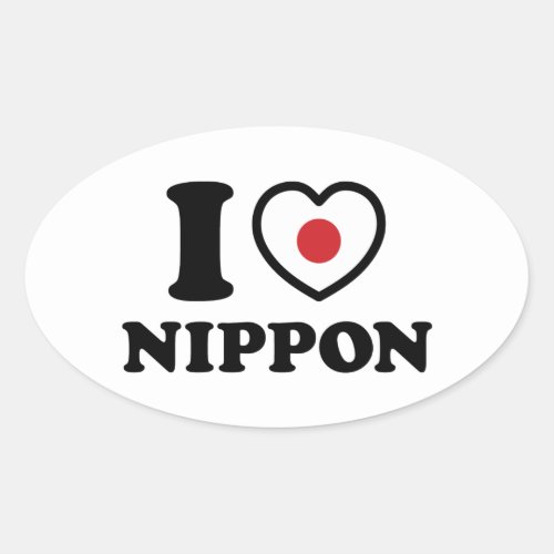 I HEART LOVE NIPPON OVAL STICKER