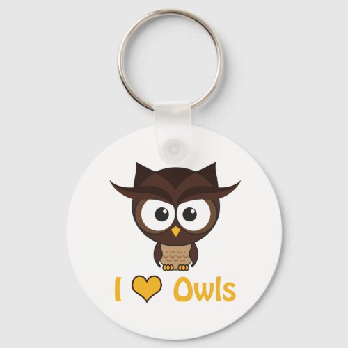 I heart love owls keychain