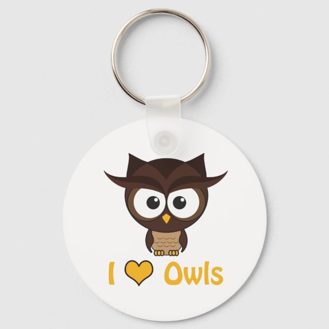 I heart (love) owls keychain (Front)