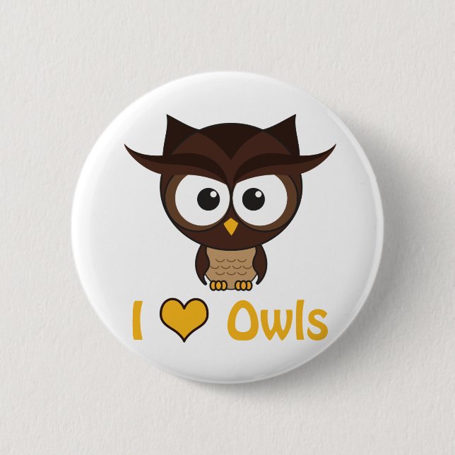I heart (love) owls pinback button (Front)