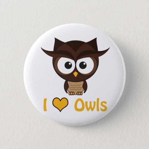 I heart love owls pinback button