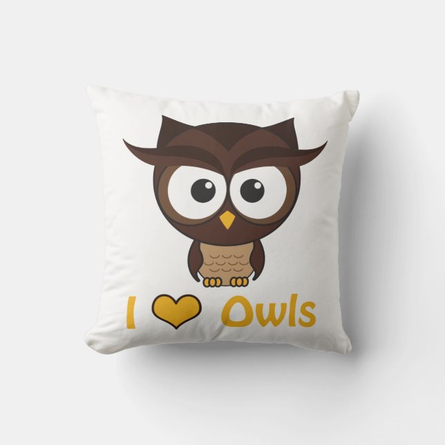 I heart (love) owls throw pillow (Front)