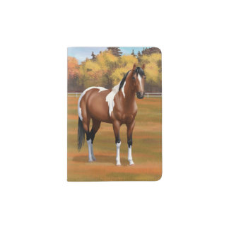 I Heart (Love) Paint Horses Bay Pinto Passport Holder