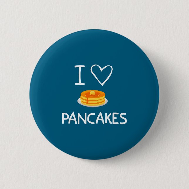 I Heart Love Pancakes, Funny, Jokes, Sarcastic, Fa Button (Front)