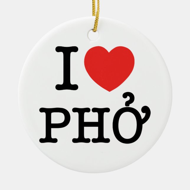 I Heart (Love) Pho Ceramic Ornament (Front)