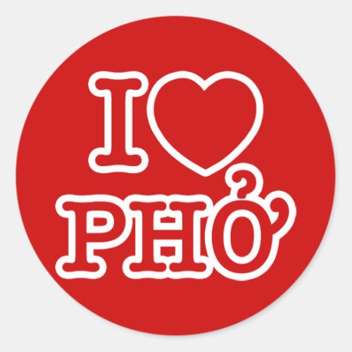 I Heart Love Pho Classic Round Sticker