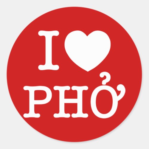 I Heart Love Pho Classic Round Sticker