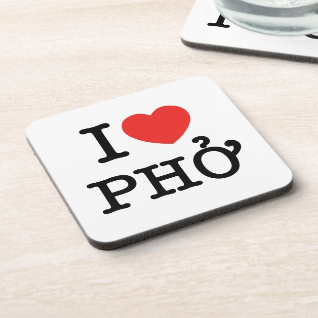 I Heart (Love) Pho Drink Coaster (Left Side)