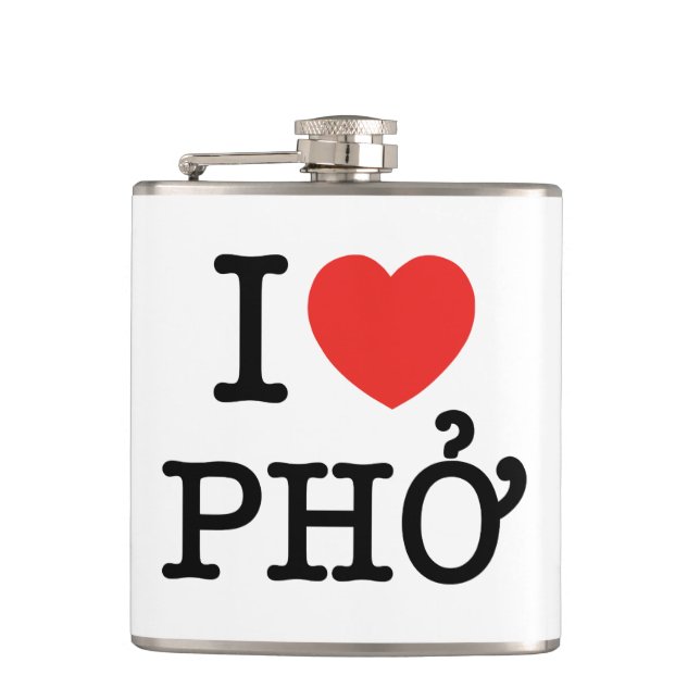 I Heart (Love) Pho Hip Flask (Front)