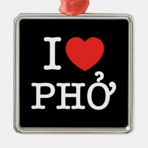 I Heart (Love) Pho Metal Ornament