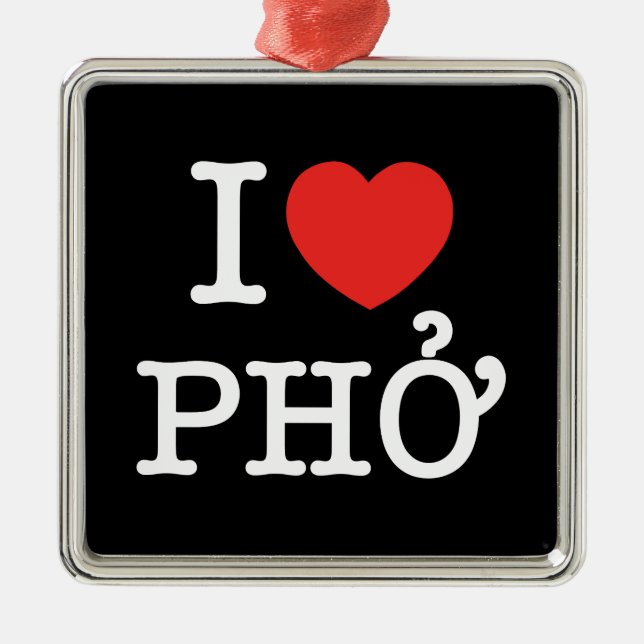 I Heart (Love) Pho Metal Ornament (Front)