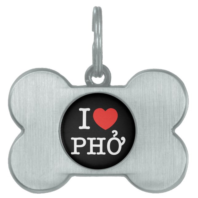 I Heart (Love) Pho Pet ID Tag (Front)