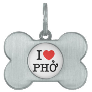 I Heart (Love) Pho Pet ID Tag