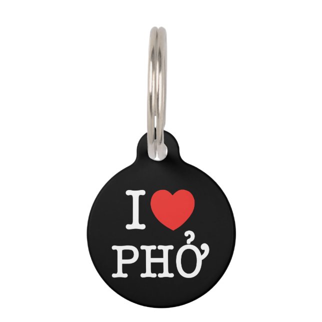 I Heart (Love) Pho Pet Name Tag (Front)