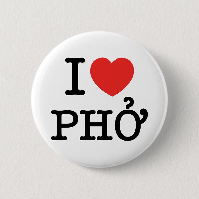 I Heart (Love) Pho Pinback Button (Front)