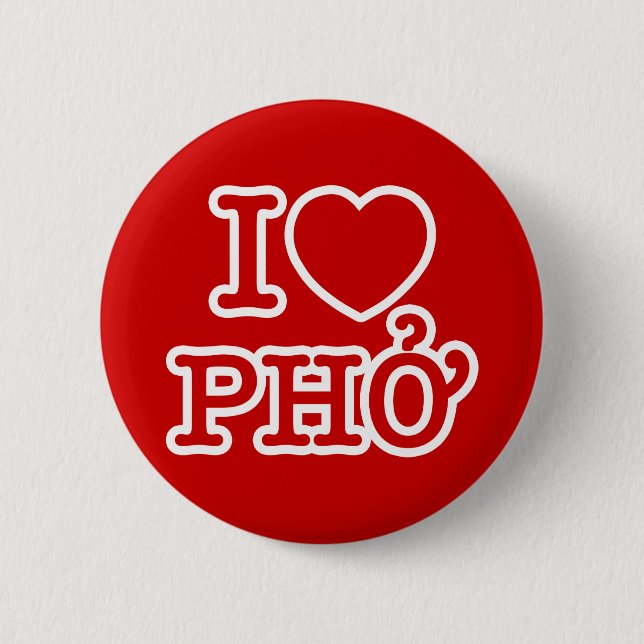 I Heart (Love) Pho Pinback Button (Front)