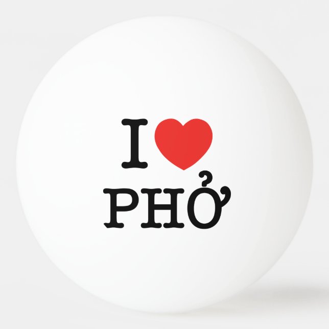 I Heart (Love) Pho Ping-Pong Ball (Front)