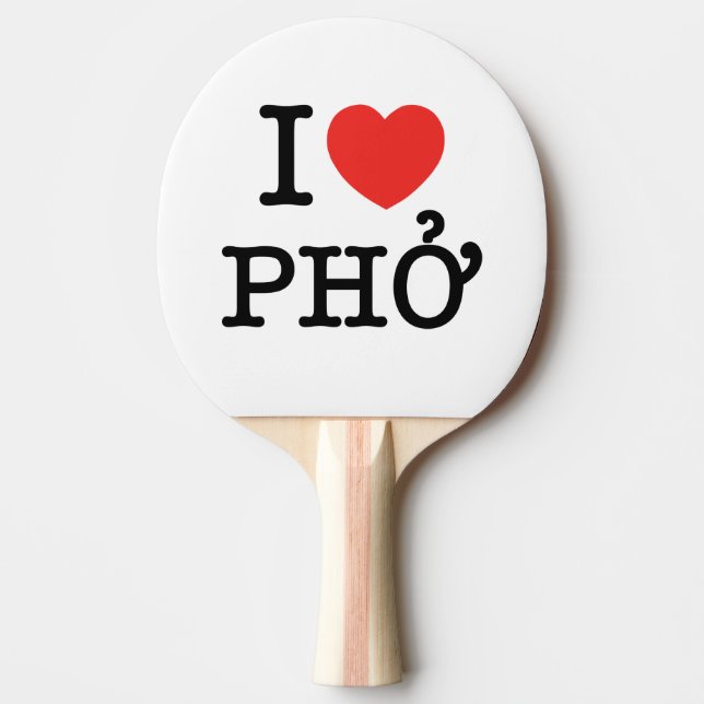 I Heart (Love) Pho Ping-Pong Paddle (Front)