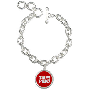 I Heart (Love) Pho (Tôi ❤ PHỞ) Vietnamese Language Charm Bracelet