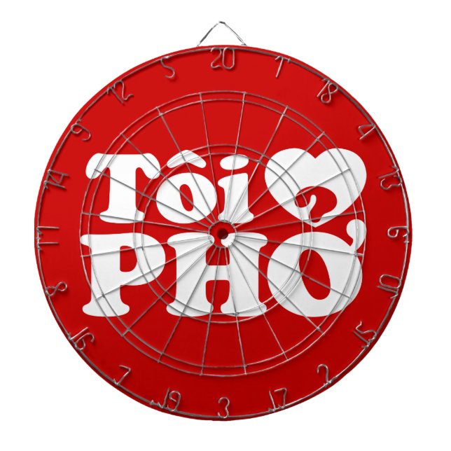 I Heart (Love) Pho (Tôi ❤ PHỞ) Vietnamese Language Dart Board (Front)