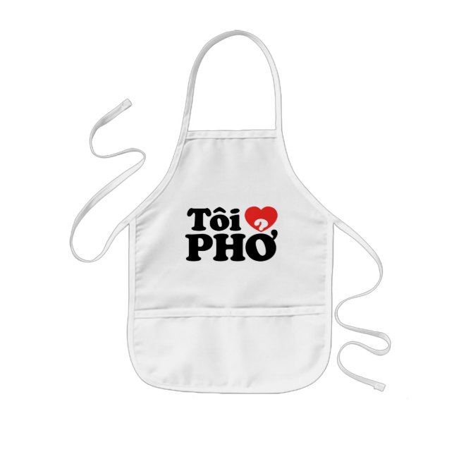 I Heart (Love) Pho (Tôi ❤ PHỞ) Vietnamese Language Kids' Apron (Front)