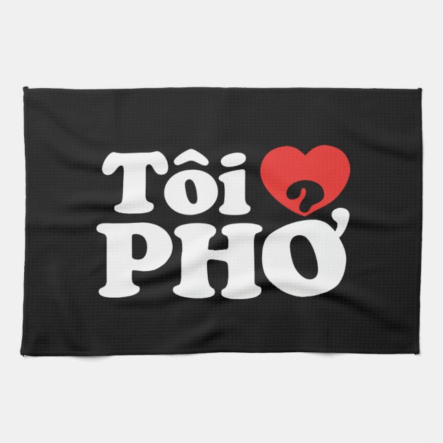 I Heart (Love) Pho (Tôi ❤ PHỞ) Vietnamese Language Kitchen Towel (Horizontal)