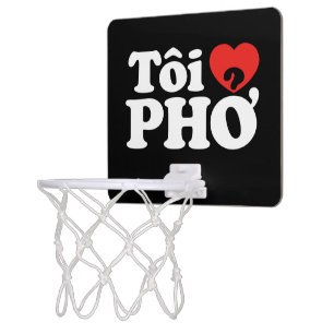 I Heart (Love) Pho (Tôi ❤ PHỞ) Vietnamese Language Mini Basketball Hoop