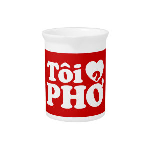 I Heart (Love) Pho (Tôi ❤ PHỞ) Vietnamese Language Pitcher