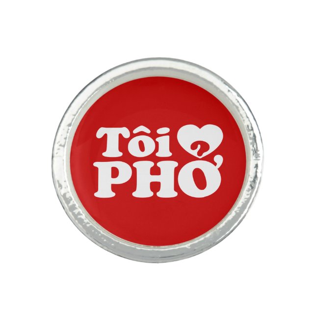 I Heart (Love) Pho (Tôi ❤ PHỞ) Vietnamese Language Ring (Front)