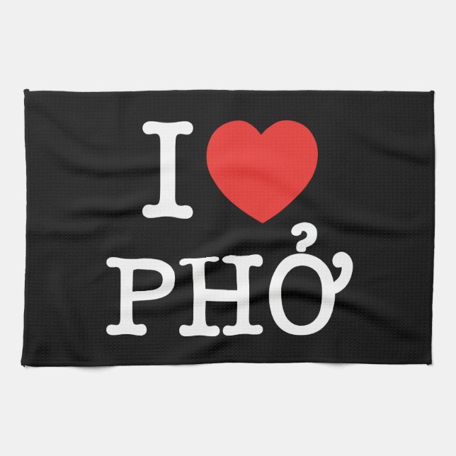 I Heart (Love) Pho Towel (Horizontal)