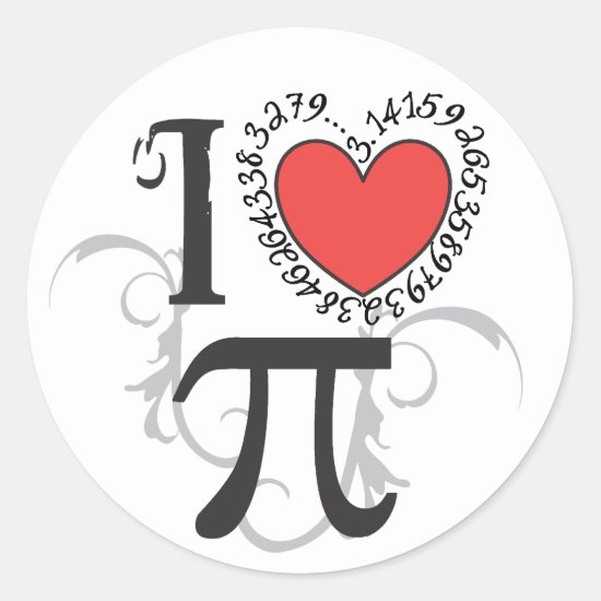 I Heart (LoVe) Pi Classic Round Sticker