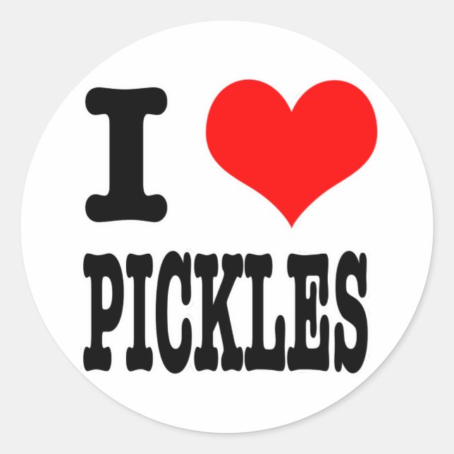 I HEART (LOVE) PICKLES CLASSIC ROUND STICKER (Front)