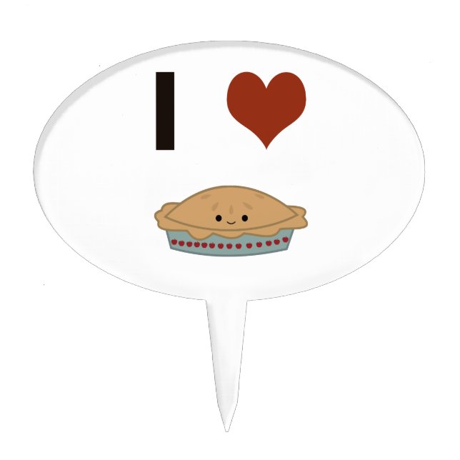 I heart (love) Pie Cake Topper (Front)