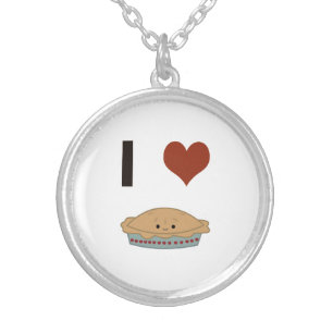 I heart (love) Pie Silver Plated Necklace