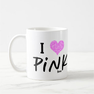 I heart Love Pink Personalized Chic Custom Coffee Mug