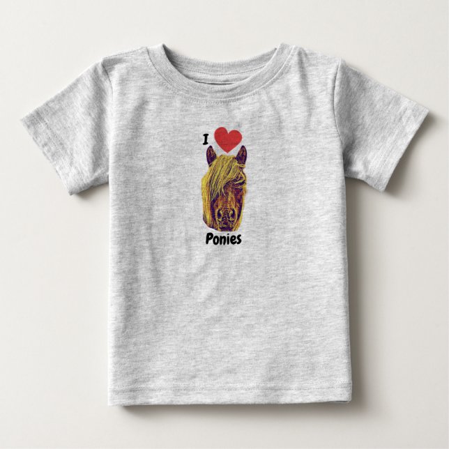 I Heart Love Ponies Cute Baby T-Shirt (Front)
